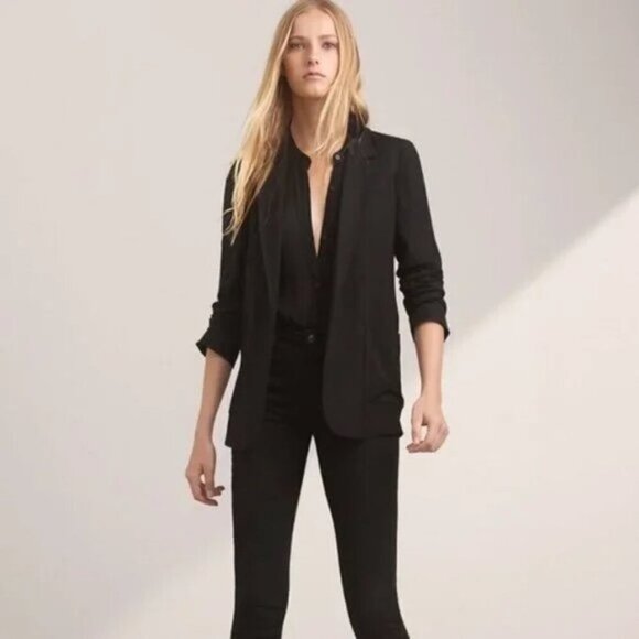 Aritzia Talula Kent Blazer Open Front Lightweight Black Relaxed fit Size 0 - Picture 3 of 12